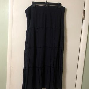 Liz Claiborne Navy Tiered Maxi Skirt